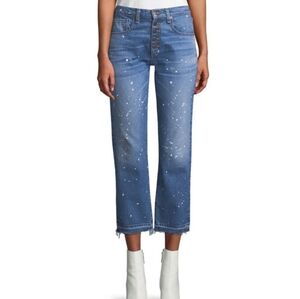 Veronica Beard Ines Paint Splatter Crop GirlfriendJeans‎ in Pipeline Size 29